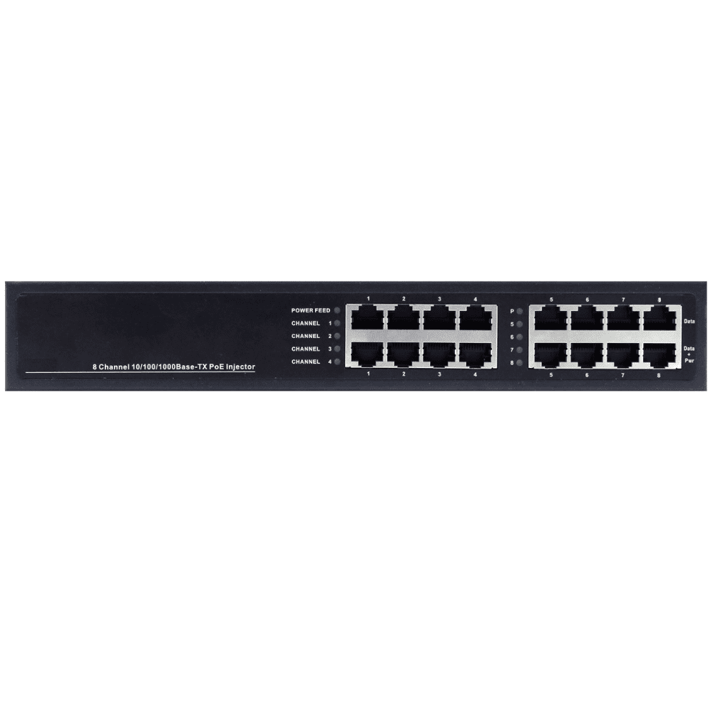 8-портовый Gigabit Ethernet PoE-инжектор Osnovo Midspan-8/150RG