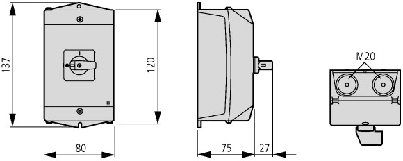 222470 Ступенчатый выключатель отопления, контакты: 4, 20 A, Передняя панель: 0-3, 60 °, с фиксацией, Монтаж на поверхность (T0-2-95/I1)