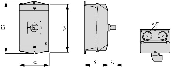 222632 Реверсивные переключатели, контакты: 6, 20 A, Передняя панель: 2-0-1, 90 °, с фиксацией, Монтаж на поверхность, SOND 30 (T0-3-123/I1)