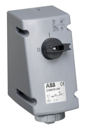 ABB 2CMA163270R1000 Розетка для тяжелых условий с выключателем и механической блокировкой 416MVS1WH, 16A, 3P+N+E, IP67, 1ч