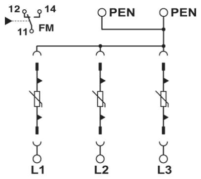 Phoenix contact 2800188 VAL-MS-T1/T2 335/12.5/3+0-FM Молниеотвод / разрядник для защиты от импульсных перенапряжений типа 1/2