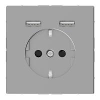 Schneider Electric MTN2366-6036 MERTEN SDL Розетка Schuko с 2 USB c зарядным устройством 2,4 A нержавеющая сталь