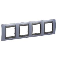 Schneider Electric MGU66.008.298 UNICA TOP РАМКА 4-постовая, горизонтальная, ГРАФИТ/БЕРИЛЛ
