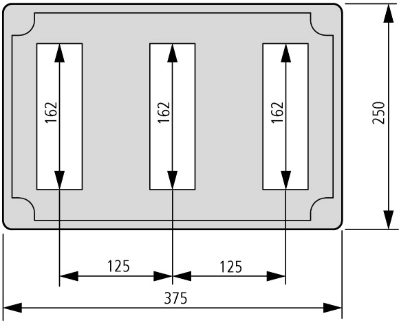 45581 Изолированный щит, IP65 , для модульного оборудования , ВхШхД = 250x375x225 мм (AV/I43-200)