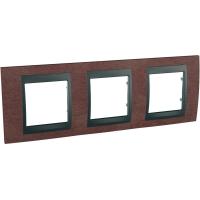 Schneider Electric MGU66.006.2M4 UNICA TOP РАМКА 3-постовая, горизонтальная, ГРАФИТ/ТАБАЧНОЕ ДЕРЕВО