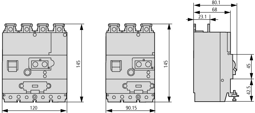 104614 Блок защиты от токов утечки, 0:03-3A, 4P, установка снизу выключателя (NZM1-4-XFIU)