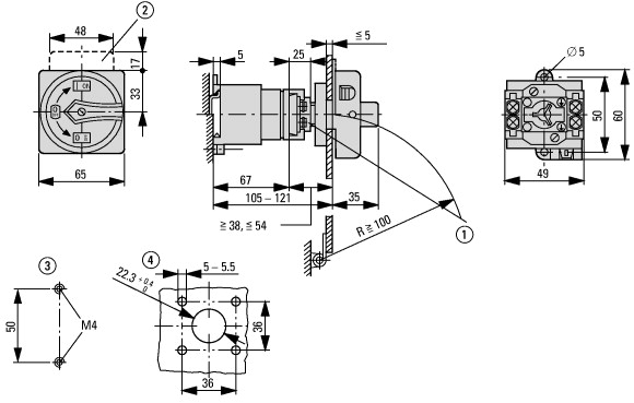 908056 Специальные выключатели, T0, 20 A, Промежуточный монтаж, 3 Модуль (модули) (T0-3-SOND*/V/SVB-SW)