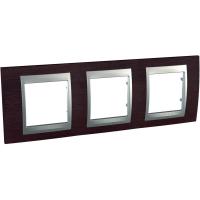Schneider Electric MGU66.006.0M3 UNICA TOP РАМКА 3-постовая, горизонтальная, АЛЮМИНИЙ/ВЕНГЕ