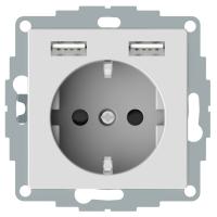 Schneider Electric MTN2366-0325 MERTEN SM Розетка Schuko с 2 USB c зарядным устройством 2,4 A активный белый