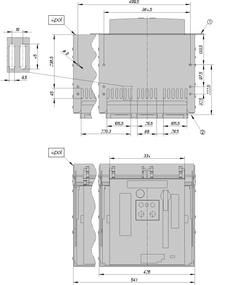 184058 Switch-disconnector, 3 pole, 1250 A, without protection, IEC, Withdrawable (INX40B3-12W-1)
