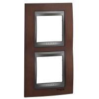 Schneider Electric MGU66.004V.2M4 UNICA TOP РАМКА 2-постовая, вертикальная, ГРАФИТ/ТАБАЧНОЕ ДЕРЕВО