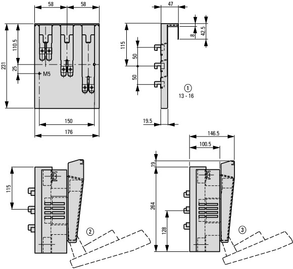 59864 Адаптер для крепления на шину, 250А (A-GSTA1/50/16)