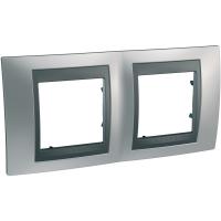 Schneider Electric MGU66.004.238 UNICA TOP РАМКА 2-постовая, горизонтальная, ГРАФИТ/ХРОМ МАТОВЫЙ