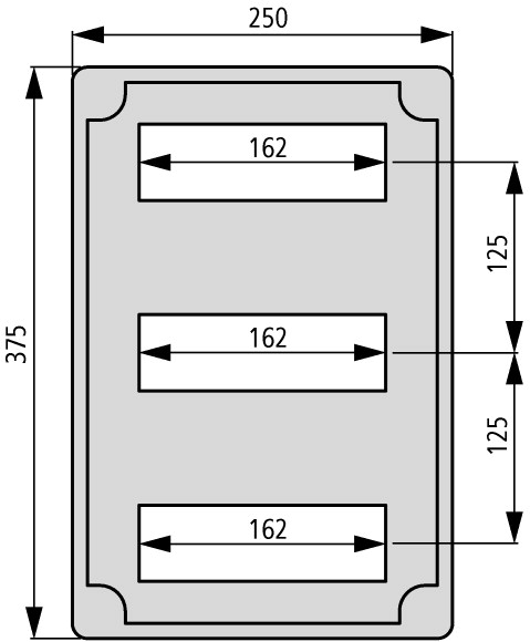 2612 Изолированный щит + дверь, 3x9TE , ВхШхШ = 375x250x150 мм (AE/I43E/T)