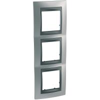 Schneider Electric MGU66.006.238 UNICA TOP РАМКА 3-постовая, горизонтальная, ГРАФИТ/ХРОМ МАТОВЫЙ