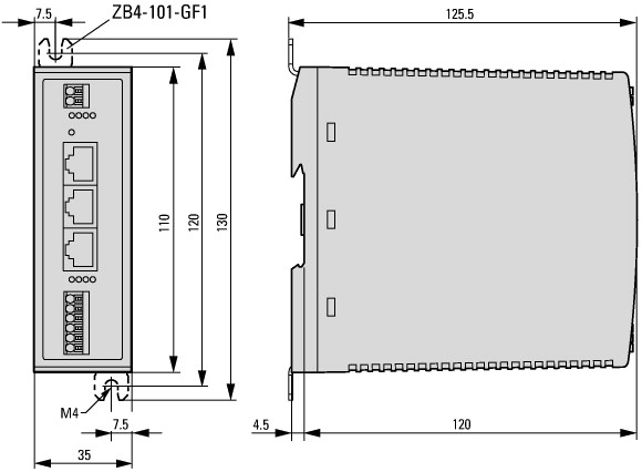 152902 Реле управления Easy , 24VDC , 4DI ( 2DI , 2DO ) , EasyNet , SmartWire-DT (EASY806-DC-SWD)