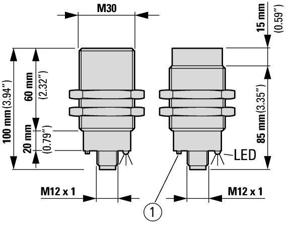134814 Емкостной датчик, DC, цилиндрический 30, пластик, M12 (E53KBL30T111SD)