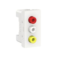Schneider Electric NU343118 UNICA MODULAR розетка 3 RCA, 2 модуля, белый