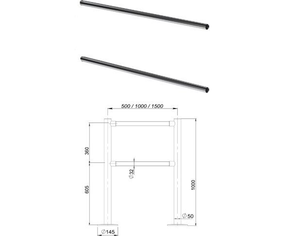 Oxgard Поручень ограждения двойной 940мм (ВЗР 1996.05-02)