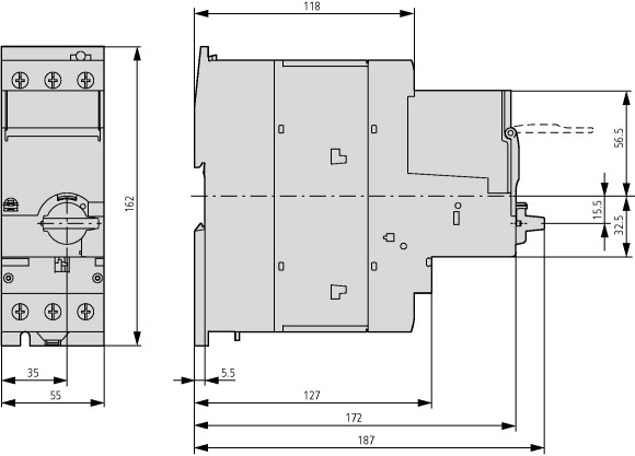 138516 Автомат защиты двигателя с электронным расцепителем, 3P, 8-65A (PKE65/XTU-65)
