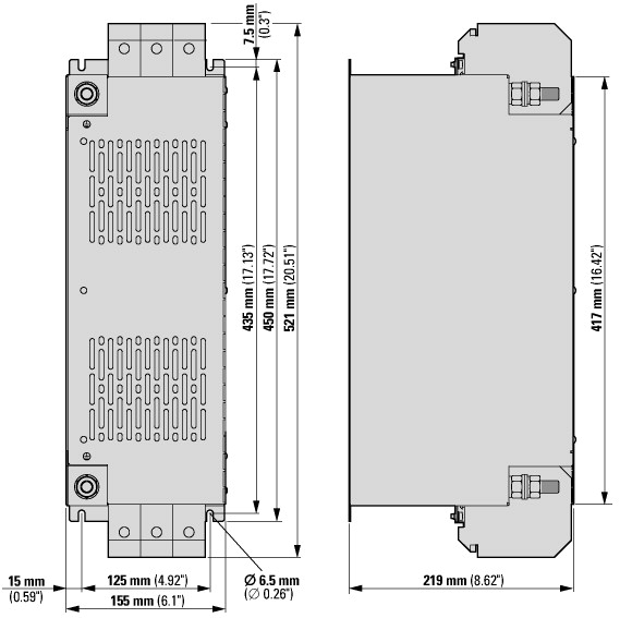 174614 Фильтр радиопомех, 1~ , 480 В, 400A (DX-EMC34-250-L)