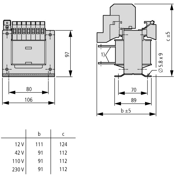 35249 Однофазный трансформатор , 250 ВА , 400/24 В (STI0,25(400/24))