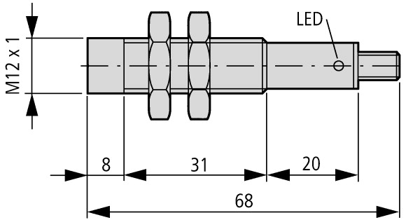 135895 Индуктивный датчик, DC, цилиндрический 12, метал, M12 (E57-12GU04-GDB)