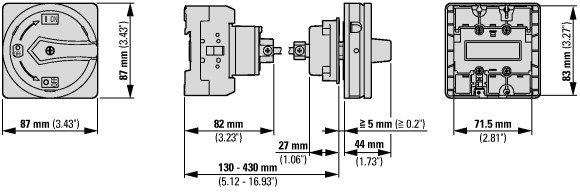 172818 Главные выключатели, 3-полюсн., 100 A, Функция аварийного выключения, запираемый в положении 0, Промежуточный монтаж, with 400 mm metal shaft (P3-100/M4/SVB)