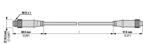 174770 Круглый провод SWD IP67, 20 м, 5-полюсн., оконцованный со штекером M12 и гнездом M12 (SWD4-20LR5-2S)