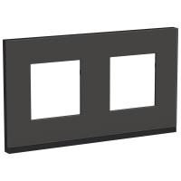 Schneider Electric NU600486 UNICA PURE рамка 2-постовая, горизонтальная, ЧЕРНОЕ СТЕКЛО/антрацит