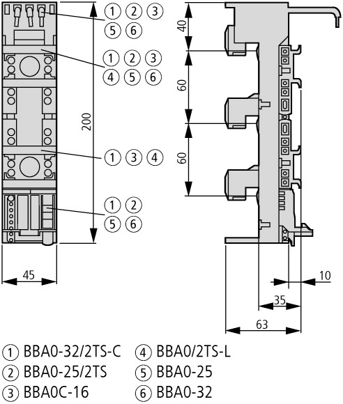 101482 Шинный адаптер xStart, 45 мм, пустой модуль 2TS (BBA0/2TS-L)