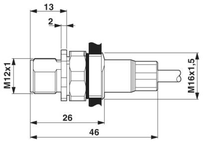 Phoenix contact 1530223 SACCEC-M12MSB-5CON-M16/1,0-900 Встраиваемый соединитель для шинной системы