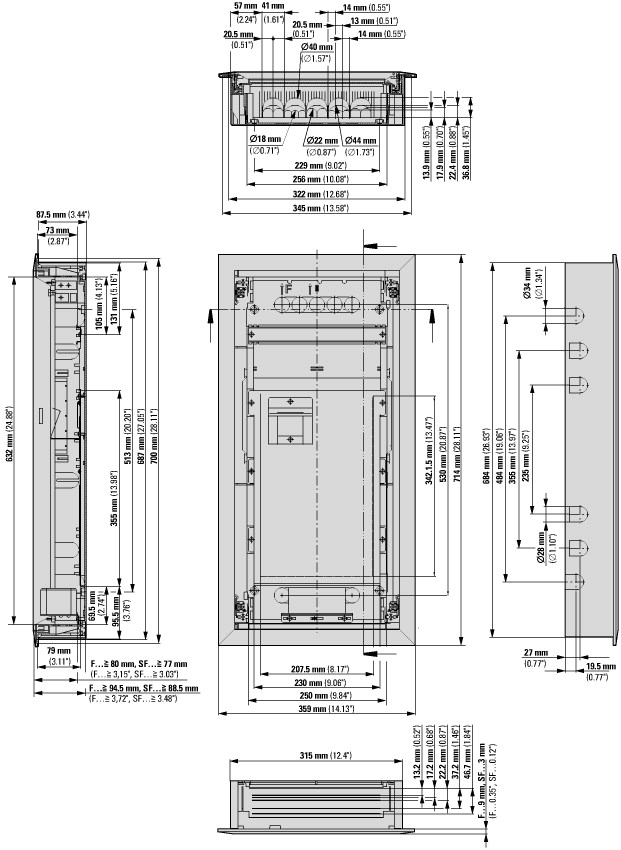 178832 Компактный распределитель для монтажа в вырез на передней панели; мультимедиа; 4-рядный; дверь из листовой стали плоская (KLV-48UPM-F)