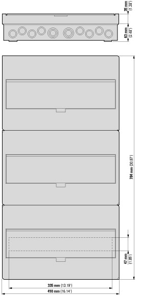 281695 EATON/MOELLER BC-O-3/54-TW-ECO Компактный щит навесного исполнения, 3 ряда, 54 модуля, белая дверь, пластик (арт.281695)