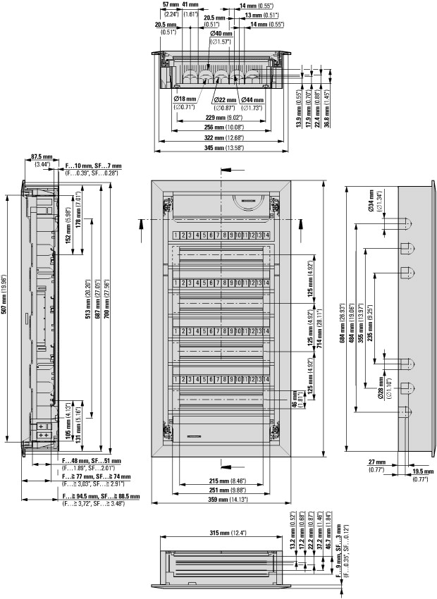 178813 Компактная распределительная панель в полой стене; 4-рядная; дверь из листовой стали суперплоская (KLV-48HWP-SF)