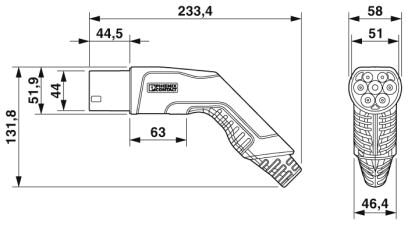 Phoenix contact 1628041 EV-T2G3PC-1AC20A-6,0M2,5ESBK01 Зарядный кабель AC