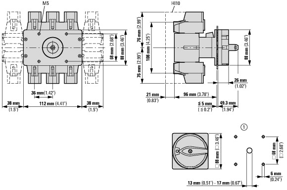 280898 Главные выключатели, 3-полюсн., 125 A, Функция аварийного выключения, запираемый в положении 0, Монтаж (P5-125/EA/SVB)