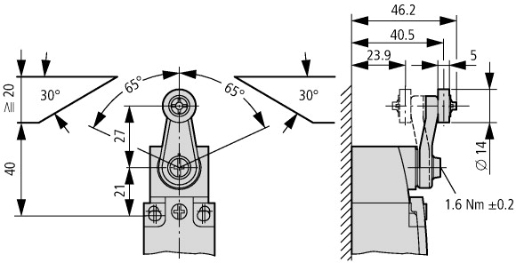 106802 Концевой выключатель , 1НО +1 НЗ, роликовый рычаг (LS-S11S/RL)