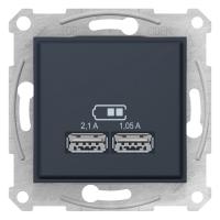 Schneider Electric SDN2710270 SEDNA, USB МЕХАНИЗМ зарядного устройства 2,1А (2x1,05А), ГРАФИТ