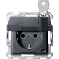 Schneider Electric MTN2315-0414 MERTEN МЕХАНИЗМ розетки с крышкой запир.различными замками, АНТРАЦИТ, QF SM