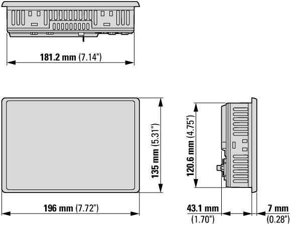 179648 Панель управления, 24 В пост. тока, PCT-дисплей 7", 1024x600 пикселей, 2xEthernet, 1xRS232, 1xRS485, 1xCAN, 1 слот для карты SD, Функция ПЛК устанавливается пользователем (XV-303-70-C00-A00-1B)