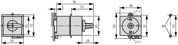 12759 Переключатели подключения вольтметра, контакты: 6, 20 A, 3 x phase-phase, 3 x phase-N, Передняя панель: Phase/Phase-0-Phase/N, 45 °, с фиксацией, Монтаж в распределителе (T0-3-8007/IVS)