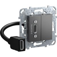 Schneider Electric MGU5.430.12ZD UNICA TOP РОЗЕТКА HDMI, ГРАФИТ