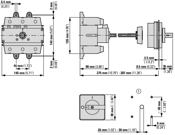 280948 Переключатель включения/выключения, 3-полюсн., 250 A, Промежуточный монтаж (P5-250/Z)