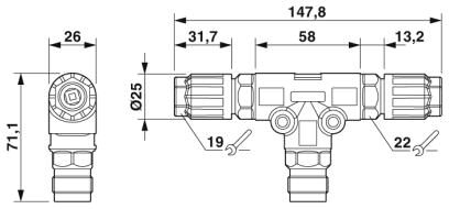 Phoenix contact 1414709 QPD T 3PE1,5 2X8-13 BK Т-распределитель