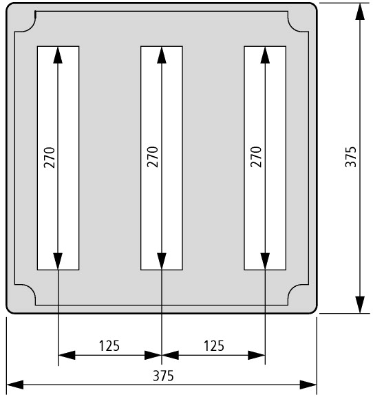 59819 Изолированный щит, IP65 , для модульного оборудования , ВхШхД = 375x375x150 мм (AV/I44-125)