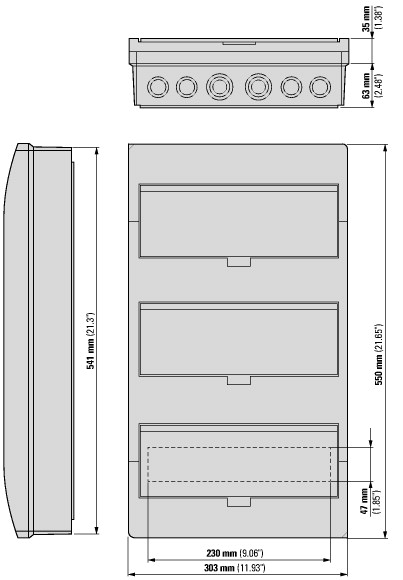 284642 EATON/MOELLER BC-O-3/36-TW-ECO Компактный щит навесного исполнения, 3 ряда, 36 модулей, белая дверь, пластик (арт.284642)