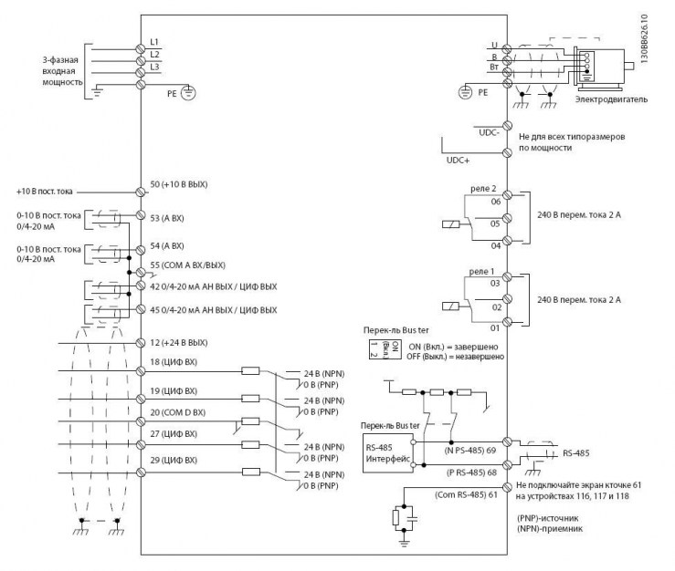 131N0187 Частотный преобразователь Danfoss VLT HVAC Basic FC101 5,50 кВт, 3x380В,12 А
