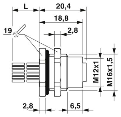 Phoenix contact 1411590 SACC-DSI-M12FS-17P-M16XL/0,5 Встраиваемые разъемы