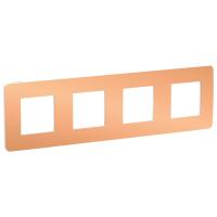 Schneider Electric NU280857 UNICA STUDIO рамка 4-постовая, МЕДЬ/белый